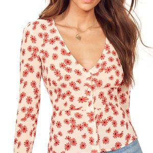 Reformation Jemma Top in Daisy Days